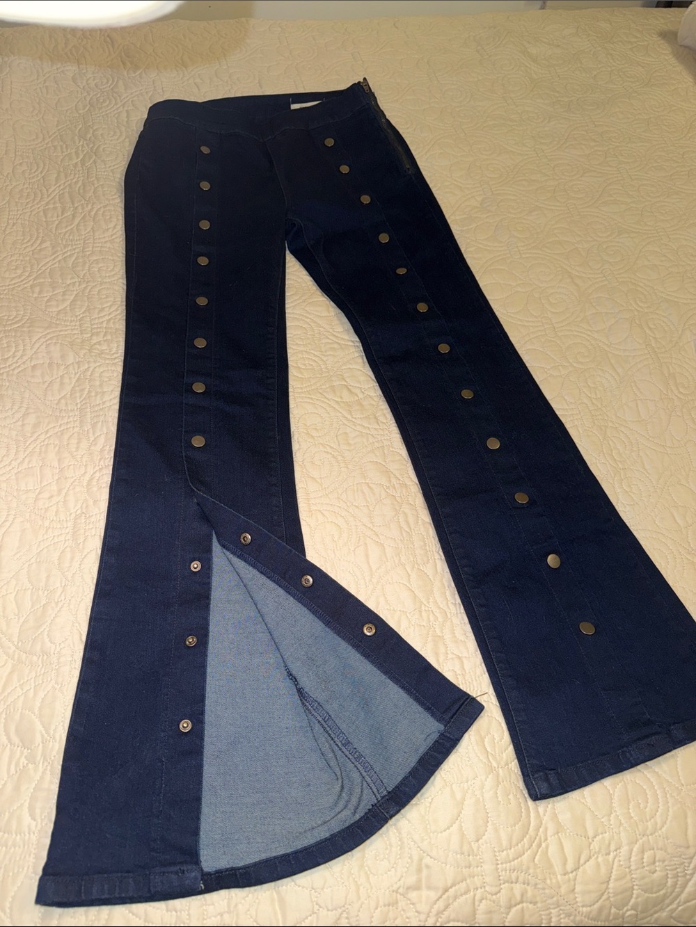 Womens Snap-Front Flare Jeans